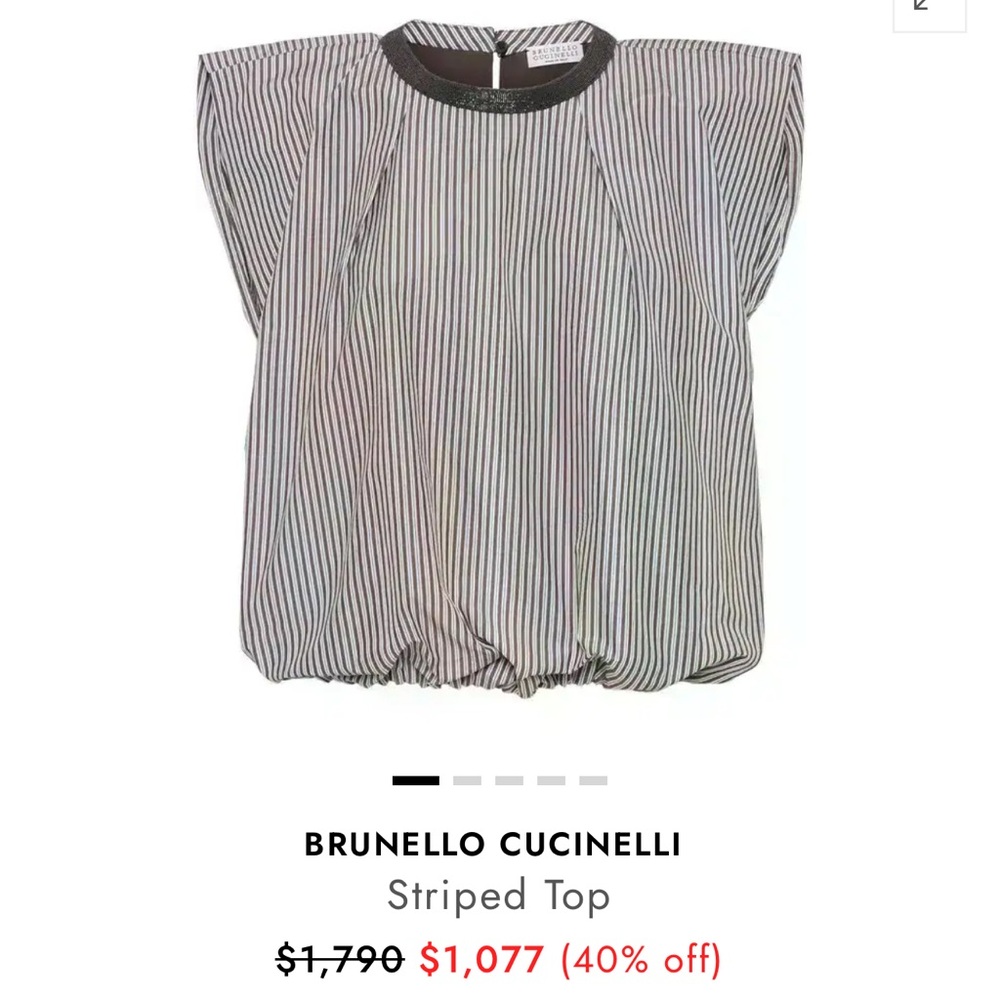 Brunello Cucinelli Chocolate Multi Stripe Poplin Balloon Top **SOLD~OUT**